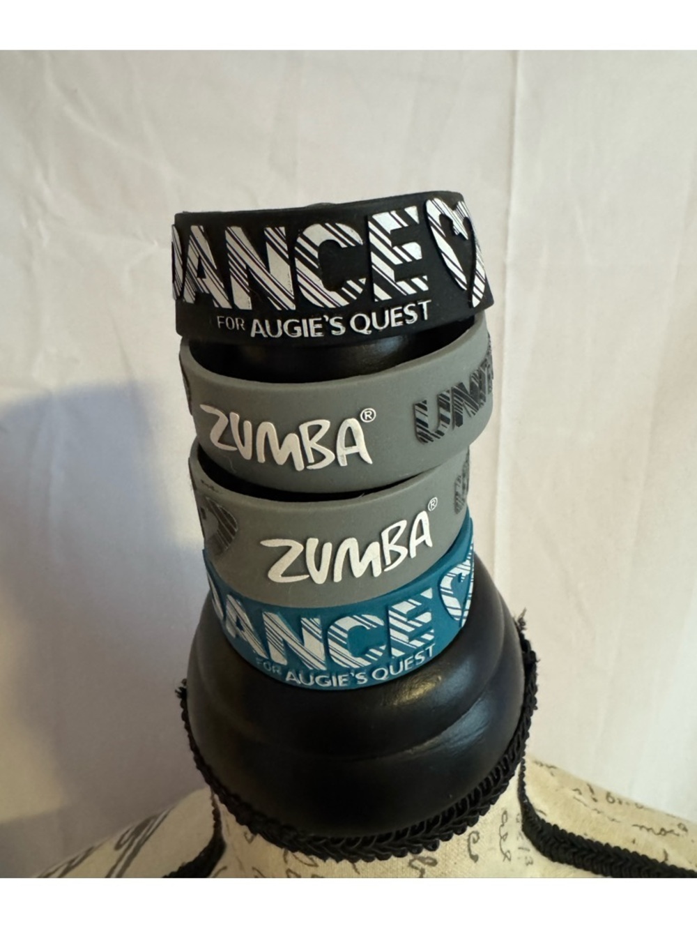 Zumba Silicone Wristband bundle Gray Blue Black